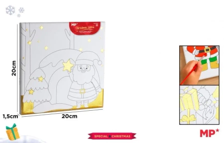 Płótno do malowania złocone - Mikołaj 20x20cm - MP Main Paper
