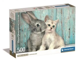 Puzzle 500 Compact Cat & Bunny - Clementoni