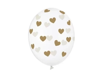 Balony Crystal Clear serduszka 30cm 6szt - PartyDeco