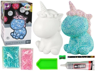 Jednorożec DIY diamenty kryształki błękitne - Leantoys