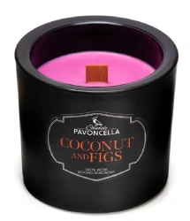 Świeczka sojowa Coconut and Figs czarna 170g - Pavoncella