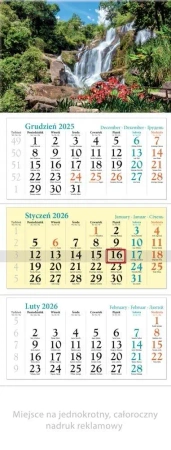 Kalendarz 2026 ścienny trójdzielny Kaskada - Lucrum