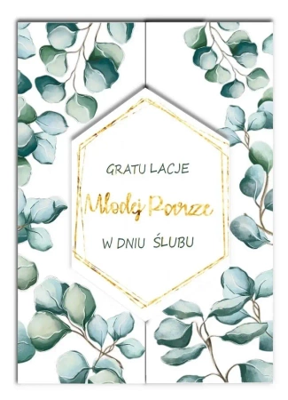 Karnet A5 z bilecikiem Ślub Eukaliptus - Henry