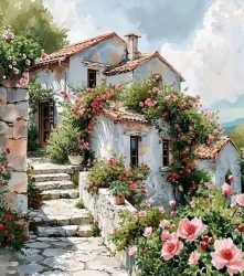 Diamentowa Mozaika Dom wśród kwiatów NO-2001358 - Norimpex