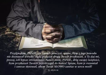 Kartka z wersetem. Przylgnąłem, Panie, do Twoich pouczeń