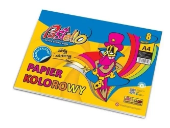 Papier kolorowy A4 samoprzylep 8 kartek błyszczący - Alfa Pastello