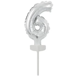 Balon foliowy mini cyfra 6 srebrna 7x12cm - Amscan