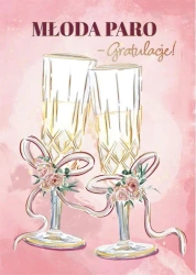 Karnet B6 Ślub z kieszonką - Kieliszki - Henry