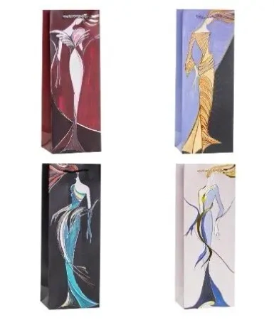 Torebka ozdobna na butelkę 12x35x9cm mix ROZETTE