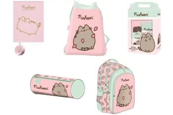 Plecak wycieczkowy Pusheen +piórnik +notes + teczka +wyprawka+ worek +bidon