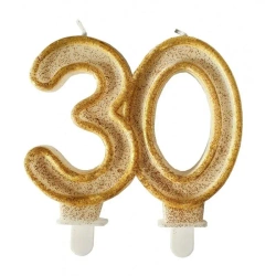 Świeczka urodzinowa 30 złoty brokat - GoParty