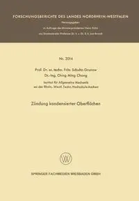 Zundung Kondensierter Oberflachen - Fritz Schultz-Grunow