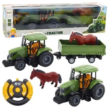 Traktor z przyczepą i koniem R/C - Leantoys