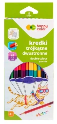 Kredki trójkątne 12szt 24 kolory HAPPY COLOR - GDD