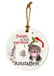 Zawieszka ceramiczna Boże Narodzenie Amstaff - Kukartka