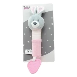 Króliczek różowy z dźwiękiem 17cm - Tulilo