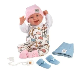 Lalka bobas śmiejąca Tala/Talo mix ubrań 44cm - Llorens