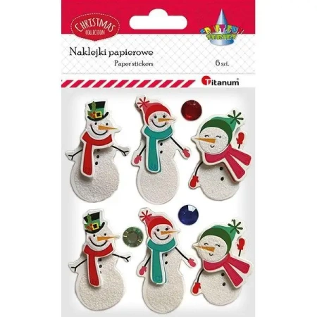 Naklejki papierowe 3D Bałwanki 6szt - Titanum