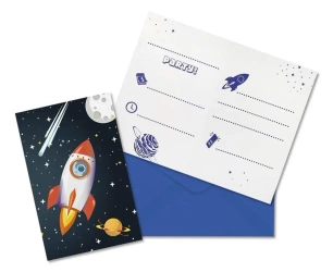 Zaproszenia z kopertami Rocket Space 6szt - Godan