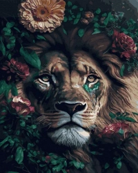 Malowanie po numerach czarne płótno - Lew wśród... - Twoje Hobby