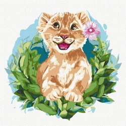 Malowanie po numerach - Urocze lwiątko 30x30 - Ideyka