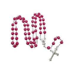 Różaniec różowy krzyżyki - Art Sacrum