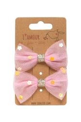 Zestaw klipsów z kokardami i cekinami - Coralico