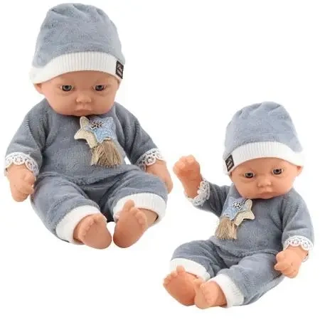 Lalka bobas w szarej piżamce - Leantoys