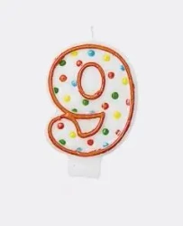 Świeczka cyferka 9 kropki 7,6cm - Amscan