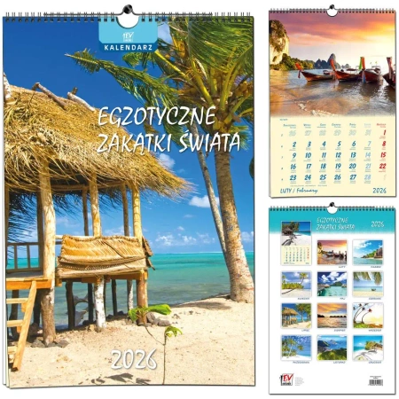 Kalendarz 2026 B3 13 plansz Egzot. Zakątki Świata - EV-Corp