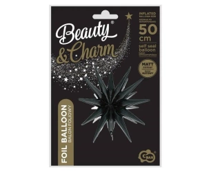 Balon foliowy Gwiazda 3D czarna matowa 50x46cm - Godan