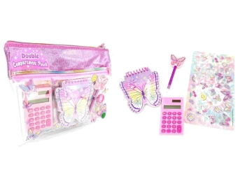 Zestaw z kalkulatorem w saszetce Motylki - Hot Focus