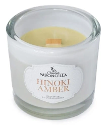 Świeczka sojowa Hinoki Amber biała 170g - Pavoncella
