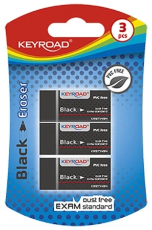 Gumka uniwersalna Black 3szt - Keyroad