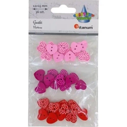 Guziki drewniane serca w kropki mix 36szt - Titanum