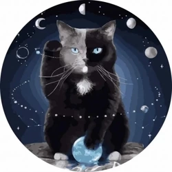 Malowanie po numerach okrągłe - Kot w kosmosie 40 - Twoje Hobby