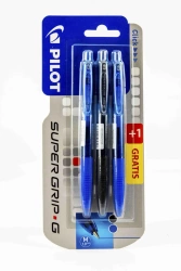 Długopis Super Grip G Pilot automatyczny 1x niebieski + 1x czarny + 1x niebieski gratis blister - PILOT