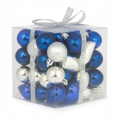 Bombki na choinkę nietłukące 50szt srebrny, nieb - Rembowskiego 9