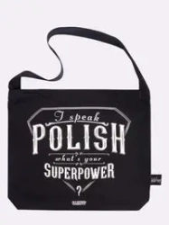 Torba bawełniana I speak Polish czarna - Nadwyraz