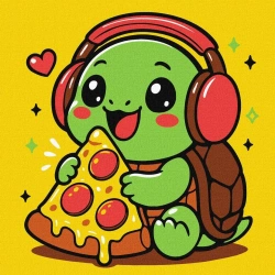 Malowanie po numerach - Żółwik i pizza 25x25cm - Ideyka