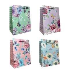 Torebka prezentowa uniwersalna M Kwiaty brokat mix - Ju-Piter