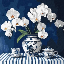 Malowanie po numerach - Orchidea w porcelanie - Ideyka
