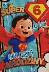 Karnet Urodziny 6 chłopiec - Superbohater - YEKU