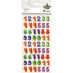 Naklejki wypukłe cyfry ombre mix kolorów 54szt - Titanum