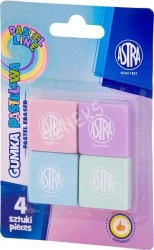 Gumka kwadratowa pastelowa Astra Pastel Line 4 szt. - ASTRA art-pap