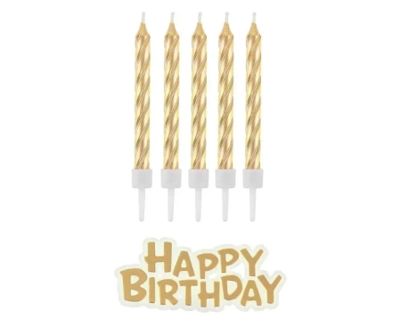 Świeczki B&C urodzinowe Happy Birthday złote 16szt - Godan