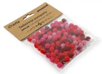 Dekoracje pompony 1cm mix czerwony 120szt - Penword