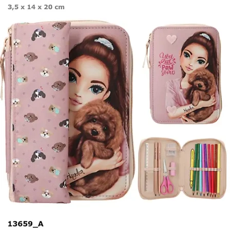 Piórnik DUO z wyposażeniem jednokomorowy + saszetka Top Model Doggy 13659A - DEPESCHE