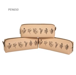 Piórnik jednokomorowy beżowy kwiaty - Pajacyk