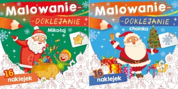 PAKIET ŚWIĄTECZNY Malowanie-doklejanie. Mikołaj + Choinka + Renifer - Wydawnictwo Skrzat